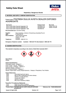 Dulux Avista 10L Exposed Aggregate Concrete Sealer- Material Safety ...